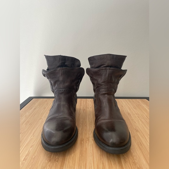 Vera Wang Ozita Leather Layered Brown Moto Boots Women’s Size 6.5 - Picture 2 of 15